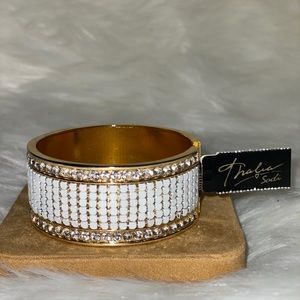 THALIA SOLID GOLD TONE CRYSTAL CUFF BRACELET